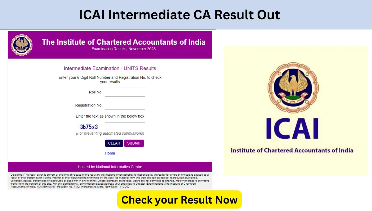 ICAI CA Intermediate Final Result 2024 Out Check at